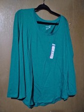 NWOT Terra Sky Forest Green Long Sleeve 2X(20W-22W) Core Scoop tee shirt picture