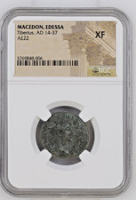 Roman Provincial - Tiberius AD 14-23 Bronze AE22 NGC XF Twelve Caesars Livia picture