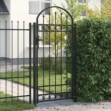 vidaXL Black Arched Steel Fence Gate ASSEN With Lock And Posts Outdoor Entry picture