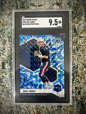 Panini 2021 Mosaic Blue Reactive Prizm Mac Jones #306 Patriots RC SGC 9.5 picture