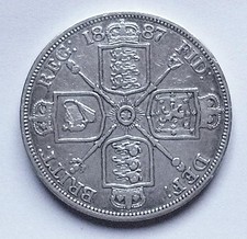 1887 Double Florin Coin Very Fine Queen Victoria Roman I picture