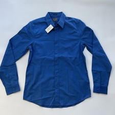 Guess Men’s Slim Fit Shirt Long Sleeves In Stretch Blue Size M picture