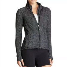 Athleta Heartbeat Hope Full Zip Jacket Herringbone Black Grey Size Medium picture