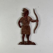 Epic 19th Century Indian Chief Trade Sign, Carved Wood In Painted Salmon Color picture