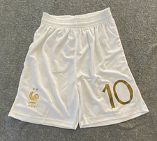 619-France FFF #10 Soccer Shorts White/Gold Size M National Team picture