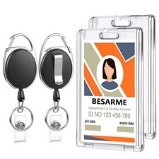 2 Pack Badge Holders Retractable Badge Reel with Clear Acrylic ID Holder picture