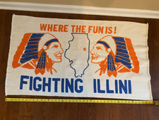 Vintage 1970's Illinois Fighting Illini Chief Illiniwek Rug Where The Fun Is picture