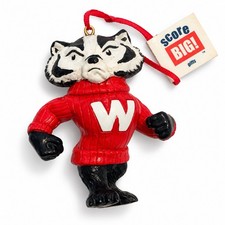 Vintage Wisconsin Badgers Bucky Mascot Christmas Ornament Figurine, Score Big   picture