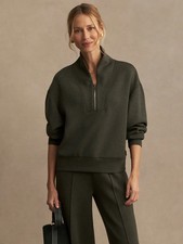 🧡NWT*Varley Davidson Sweat Half Zip Doublesoft Fabric Women's Size S Olive Marl picture