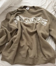 Vintage Trader Joe’s Floral Graphic Brown Crewneck Sweatshirt 3XL picture