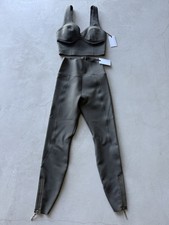AJE ATHLETICA Forest Green Crop Top & Leggings Set Solid Sleeveless Size 8 US Sm picture