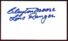 Clayton Moore of The Lone Ranger Original Autograph on a 3x5 index card picture
