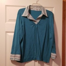 Fred David Women's Blue and White Layered Look Blouse picture