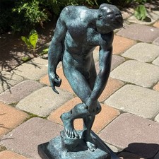 Adam Auguste Rodin Patinated Bronze Sculpture Marble Man Decor Art Rare Vintage. picture