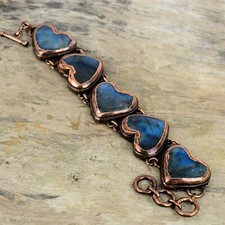 Labradorite Copper Gift For Love Electroformed Chain Adjustable Bracelet 9.0