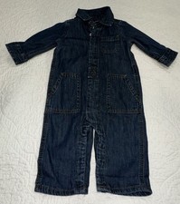 NWOT Baby Gap Denim Jumpsuit Size 3-6 Months Blue Utility Romper picture