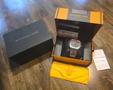 STUHRLING EMPIRE EDGE 4084 Men's Watch Stainless Steel NEW Full Set 30x45mm picture