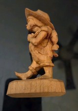 Hand Carved Wooden Folk Art Hiker – Signed Vicki Seales ’79 – Stringer of Fish picture