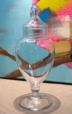 Vintage clear glass apothecary jar pedestal candy dish 10
