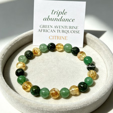 Triple Abundance Bracelet Healing Citrine Turquoise Aventurine Wealth Jewelry picture