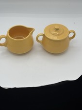 Vintage Fiesta Original Yellow Covered Sugar Bowl Lid & Creamer 1938-1969 Fiesta picture