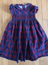 Vintage Strasburg Hand Smocked Dress Toddler Girls Size 2T Maroon Blue Plaid picture