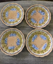 4 Antique Villeroy & Boch Schramberg Majolica Reticulated Lilac Plates ( 1880s) picture