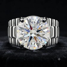 RARE 6.20 Ct Certified White Round VVS1 Diamond Solitaire Men's Ring-925 Silver picture
