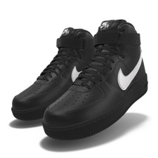 $250 NIB NEW Mens Nike Air Force 1 Custom Black Leather High Top BB Shoes picture