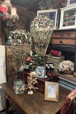 RARE pair 1900s Victorian 36” Hot Air Balloons Tole Metal Sculpted Unbelievable picture