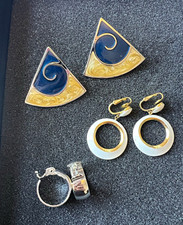 Vintage Clip On Earring Lot of 3 Pairs Monet Trifari picture