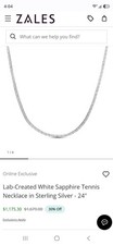 Lab-Created White Sapphire Tennis Necklace 925 Sterling Silver 24