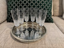 Vintage Cristal d'Arques Pompadour Champagne Flutes Set of 6 Lead Crystal Box picture