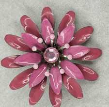 Vintage Pink Enamel Daisy Brooch picture