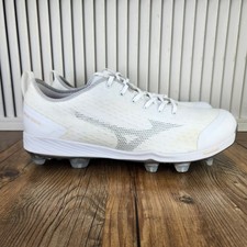 Mizuno Dominant 4 Baseball Cleats Mens Sz 11.5 White Woven Knit TPU Studs Molded picture