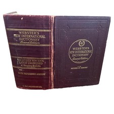Webster's New International Dictionary 2nd Ed Unabridged Leather 1930s Decor picture