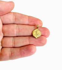 14K Solid Gold Sun & Moon Pendant - 19mmx13mm Small Celestial Charm- PT1936 picture