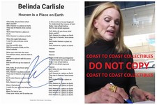 Belinda Carlisle Signed Heaven Is A Place On Earth Lyrics Sheet Proof Autograph picture