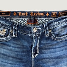 Rock Revival Bootcut Jeans Womens 30 Blue Excellent Cotton Denim picture
