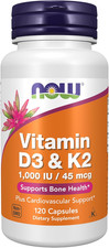 Vitamin D3 & K2 Supplement 1000 IU 45 Mcg 120 Veg Capsules picture