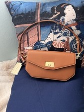 Brand New Moncrief London Handbag Latte Taylor Leather Flap Shoulder Purse picture