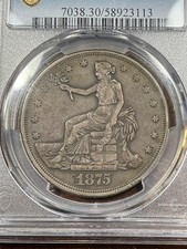 PCGS VF30 1875 CC TRADE DOLLAR PERFECT FOR THE GRADE picture
