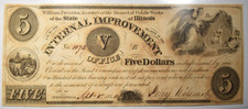 1840 $5 ILLINOIS INTERNAL IMPROVEMENT OFFICE SPRINGFIELD UNC OBSOLETE SN#1174 picture