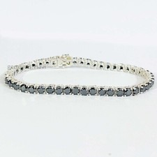 Black Diamond Tennis Bracelet 7.50 Inches In 925 Sterling Silver AAA Certified  picture