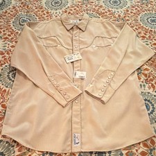 Panhandle Slim Men's XL Beige Western Long Sleeve Button-Up Polyester Pockets picture