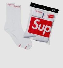 Supreme/Hanes Crew Socks Authentic White 4 Pack Size 6-12 Fast  🚚 picture