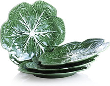 Bordallo Pinheiro Cabbage Green Dinner Plate Set of 4 + TWS Cleaning Towel picture