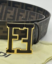 Fendi FF Monogram Brown Buckle Belt Size 90/36 Pants 30-32 picture