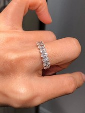1.38Ct Oval Cut Natural Diamond Half Eternity Wedding Band 14K White Gold 6 7 8 picture