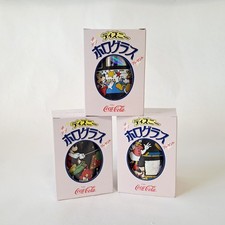 VTG 1980s Disney Coca Cola Hologram Glass Set of 3 Mickey Donald Daisy Boxed picture